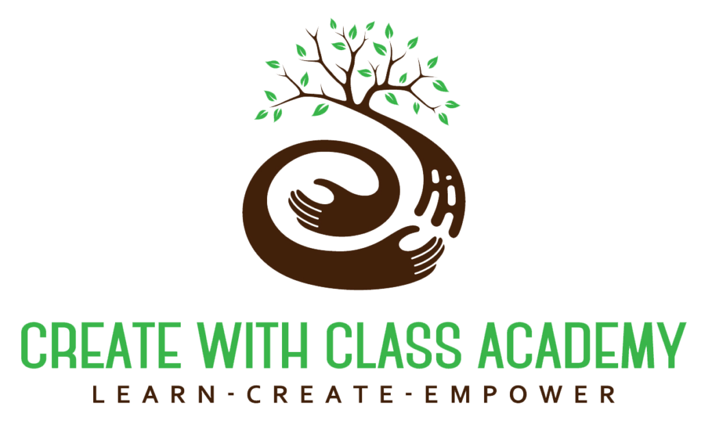 cropped create with class academy logo and text